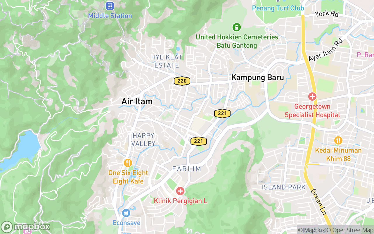 Map showing the location of Pasar Malam Kampong Melayu