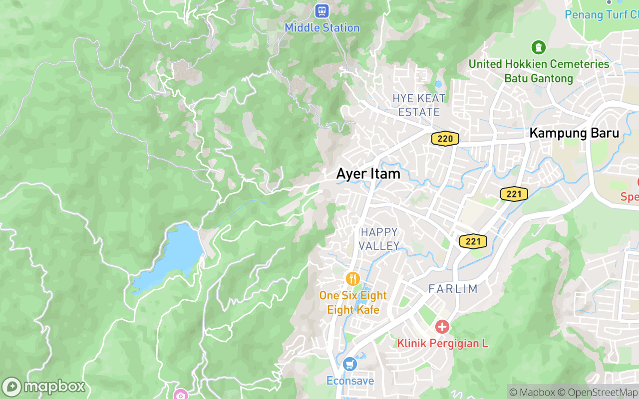 Map showing the location of Kek Lok Si Temple