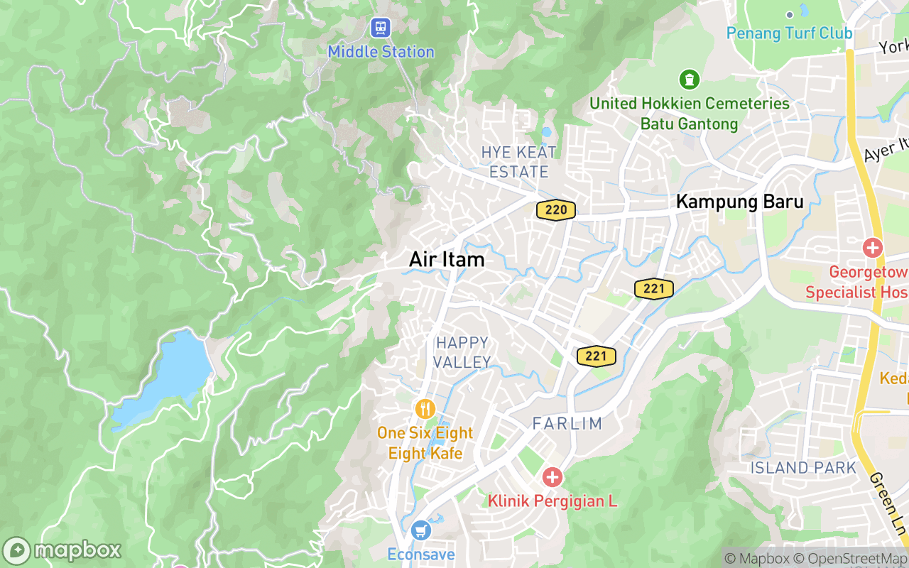 Map showing the location of Air Itam Sister Curry Mee