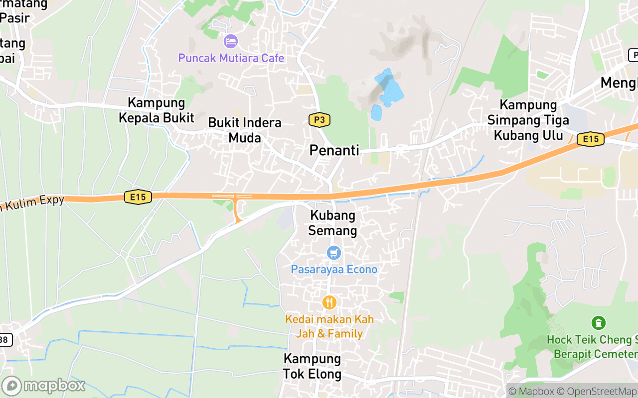 Map showing the location of Pasar Malam Ban Busuk Penanti