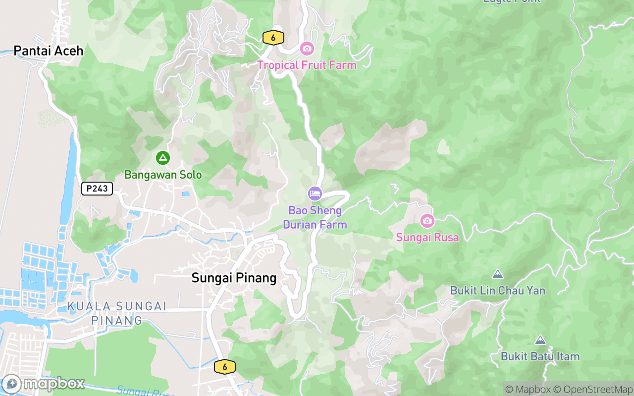 Map showing the location of Bao Sheng Durian Farm