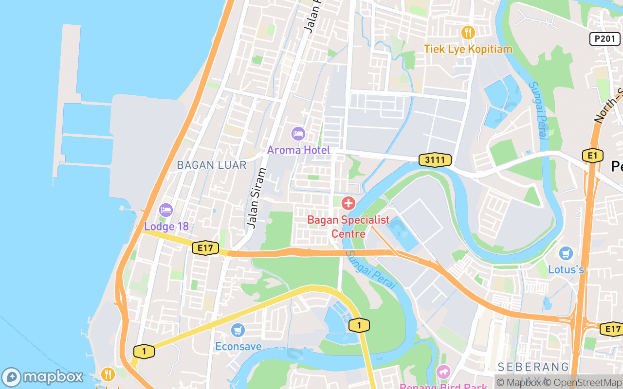 Map showing the location of Pasar Malam Taman Bagan