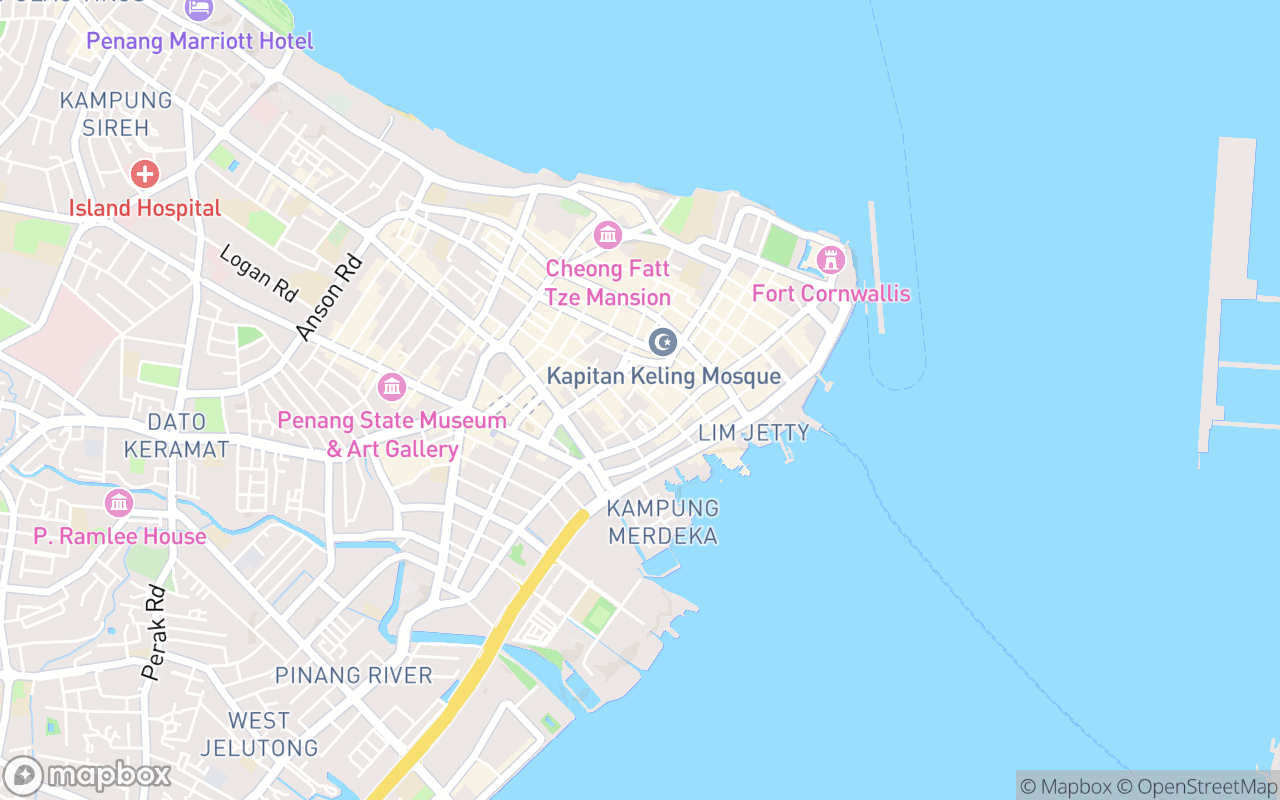 Map showing the location of Acheen Street Malay Mosque