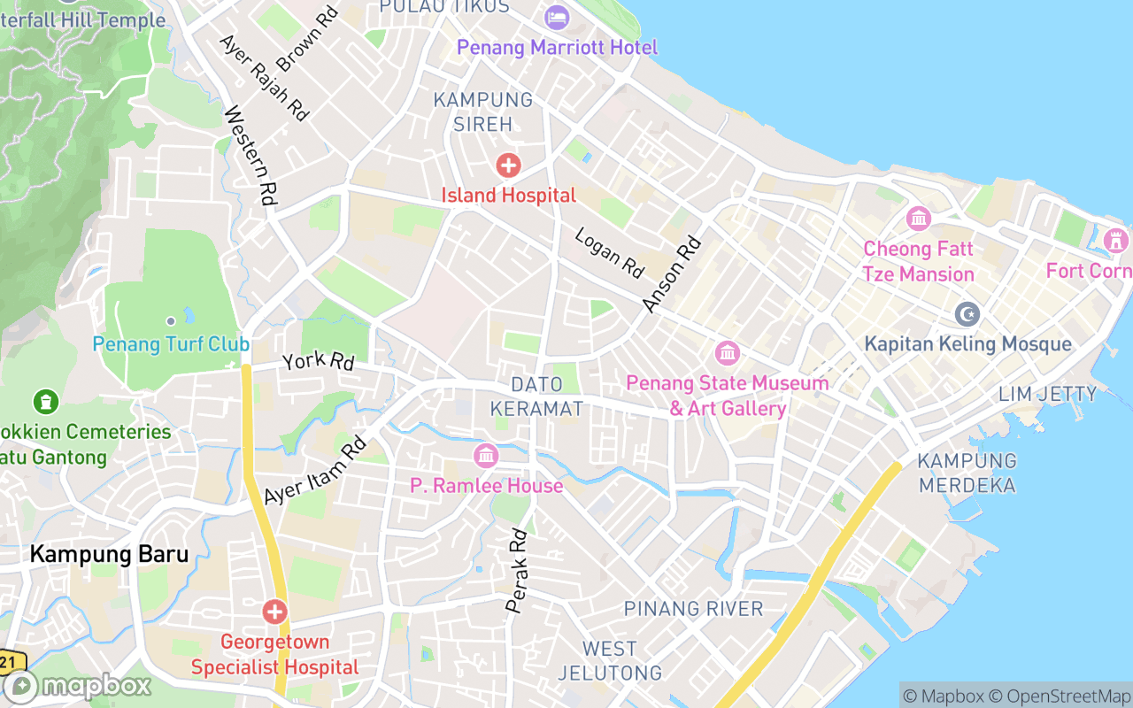 Map showing the location of Pagoda Penang Buddhist Association