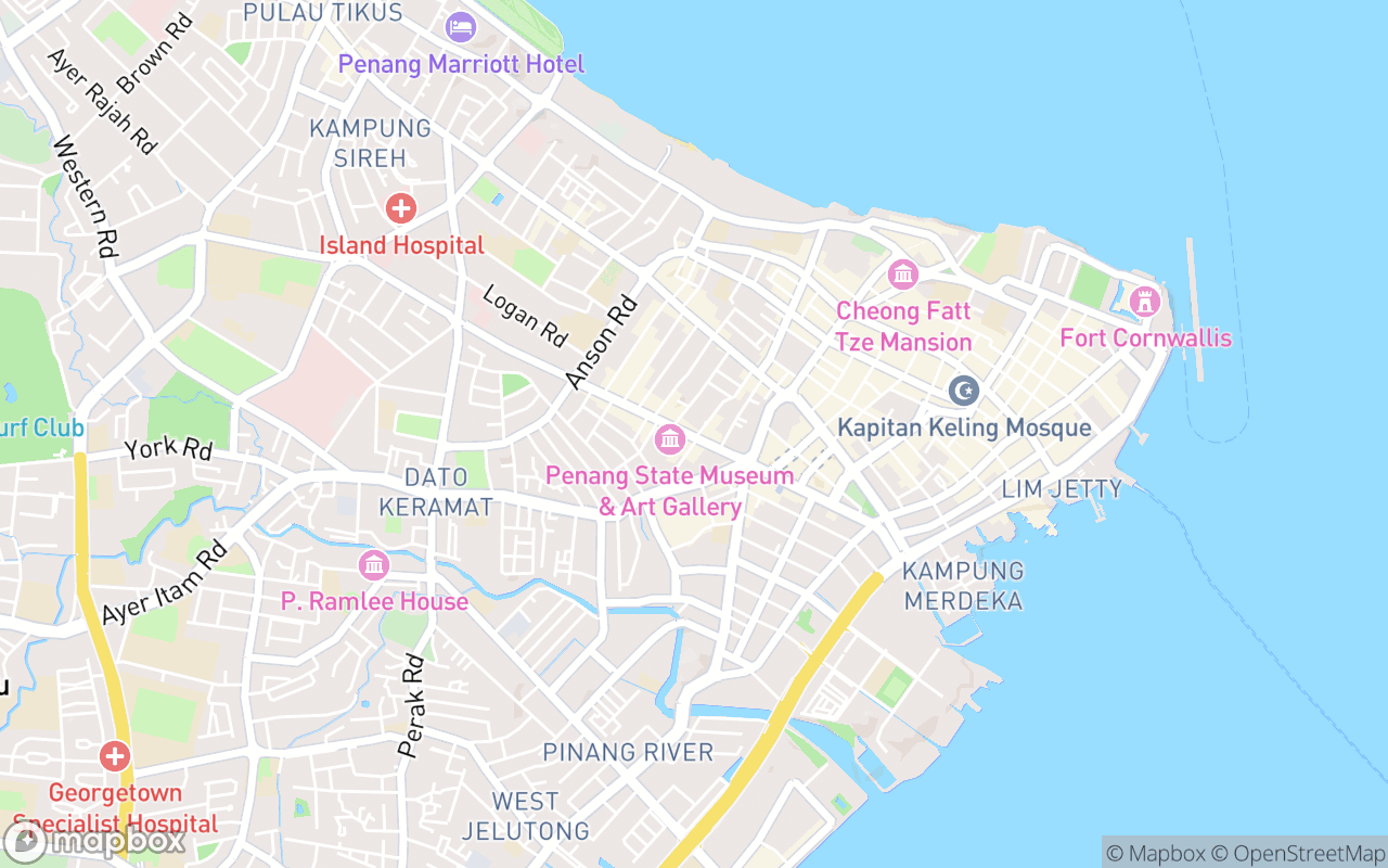 Map showing the location of No. 5 Char Koay Teow  Jalan Macalister