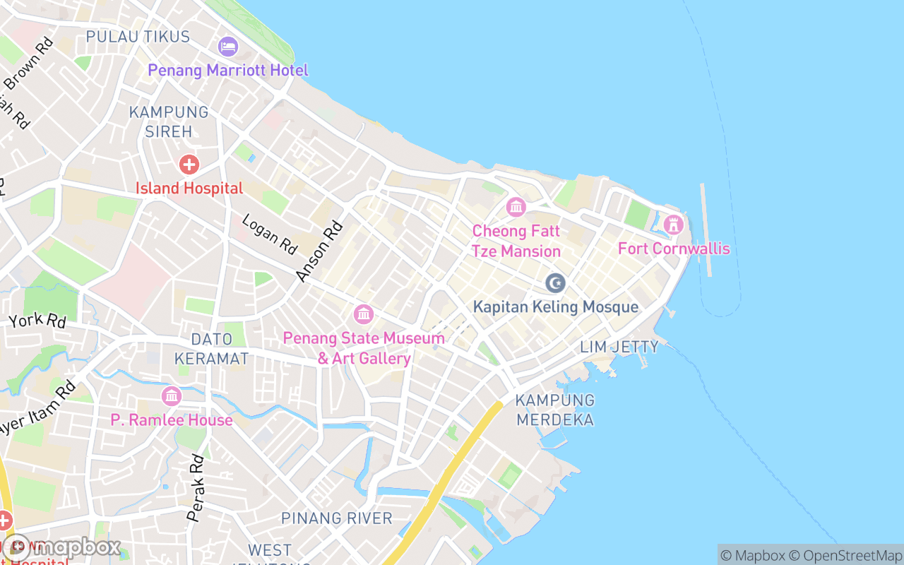 Map showing the location of Penang Road Famous Teochew Chendul
