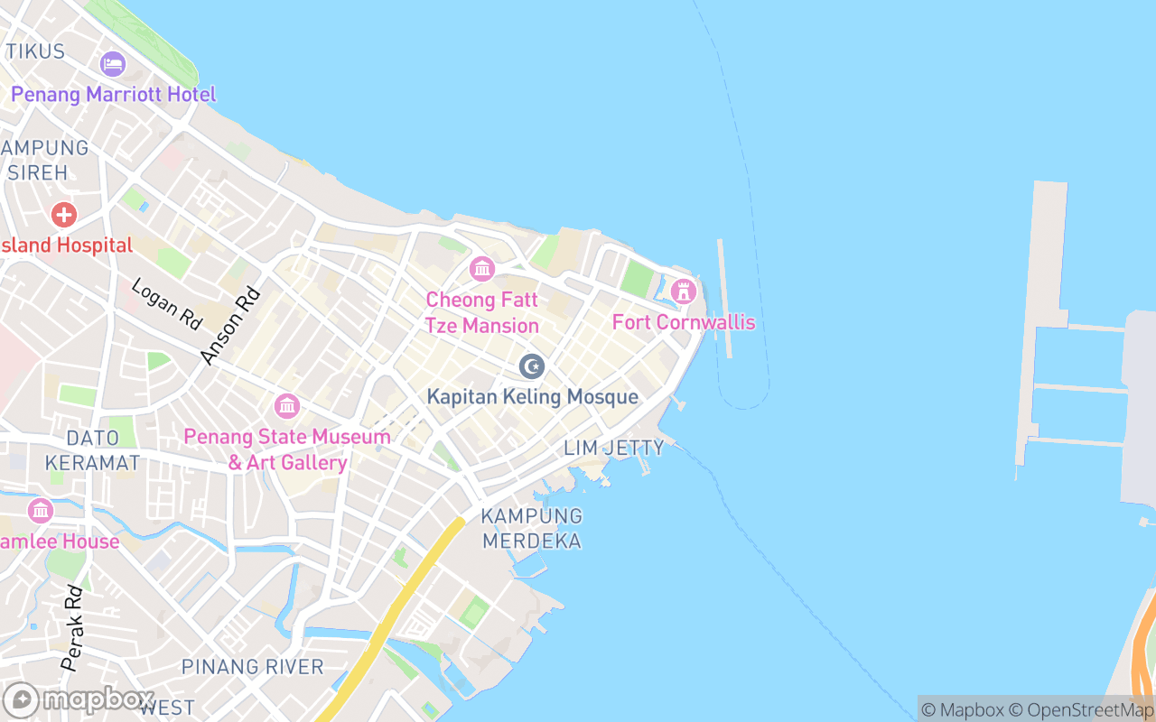 Map showing the location of Penang Little India