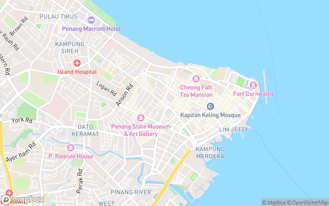 Map showing the location of Glass Museum Penang