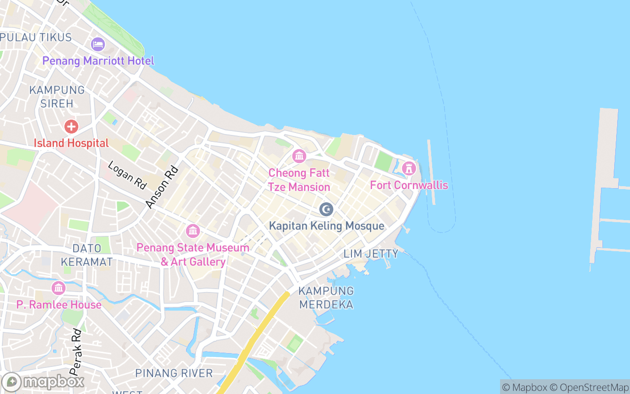 Map showing the location of Cafe Lagenda Penang