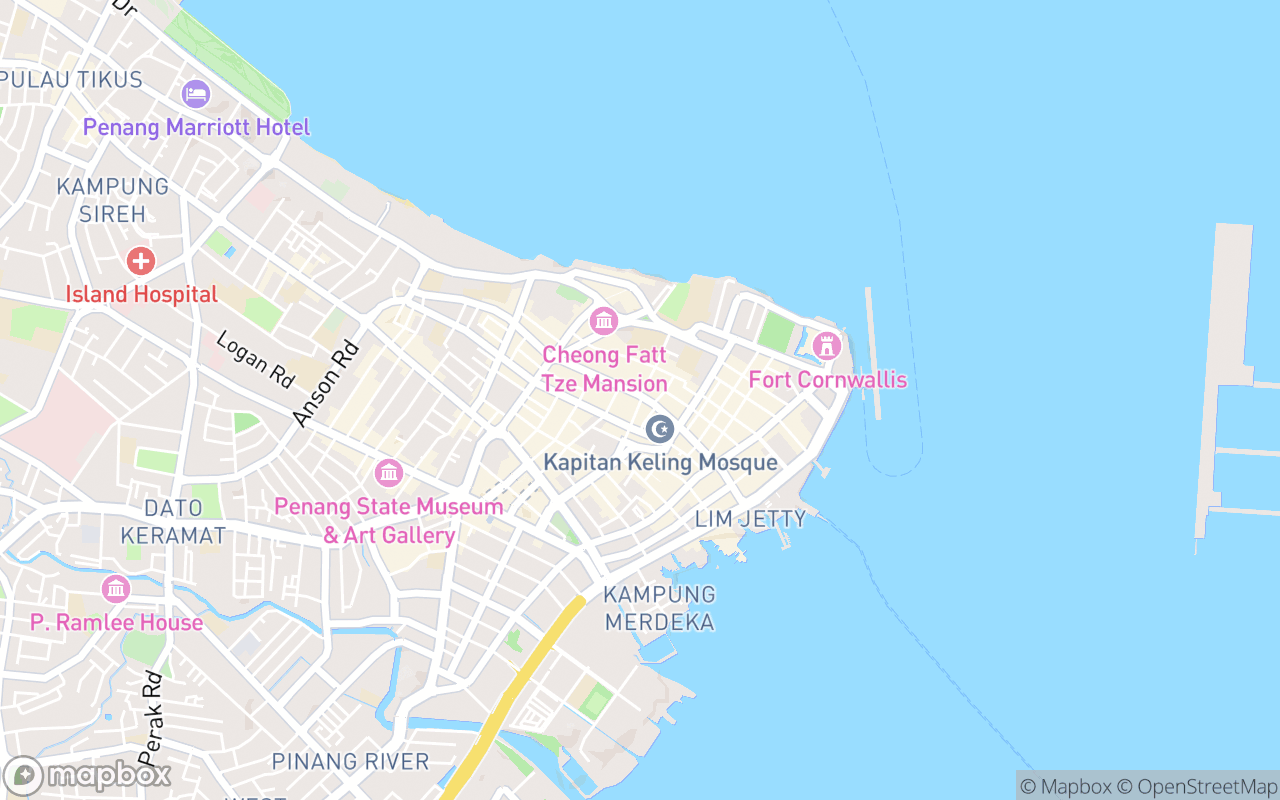 Map showing the location of Chulia Street Hawker Food