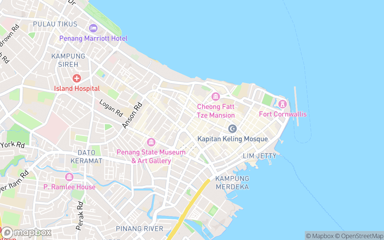 Map showing the location of Chowrasta Market