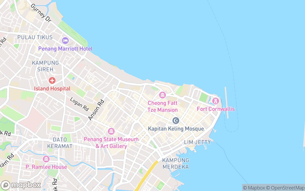 Map showing the location of Cititel Hotel Penang