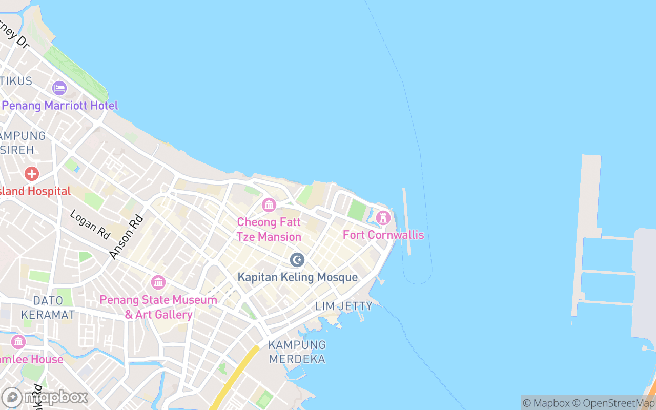 Map showing the location of Tanah Aina George Town Cafe