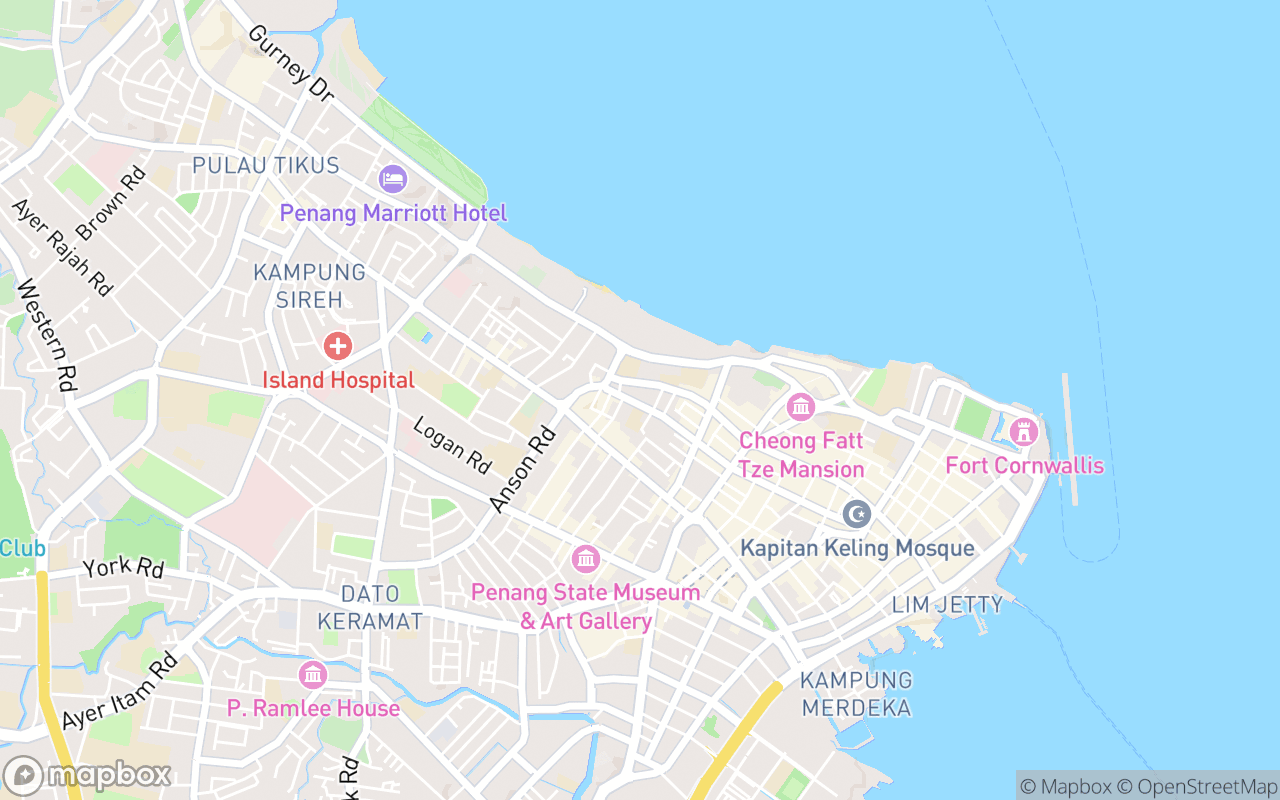 Map showing the location of Penang Malay Gallery