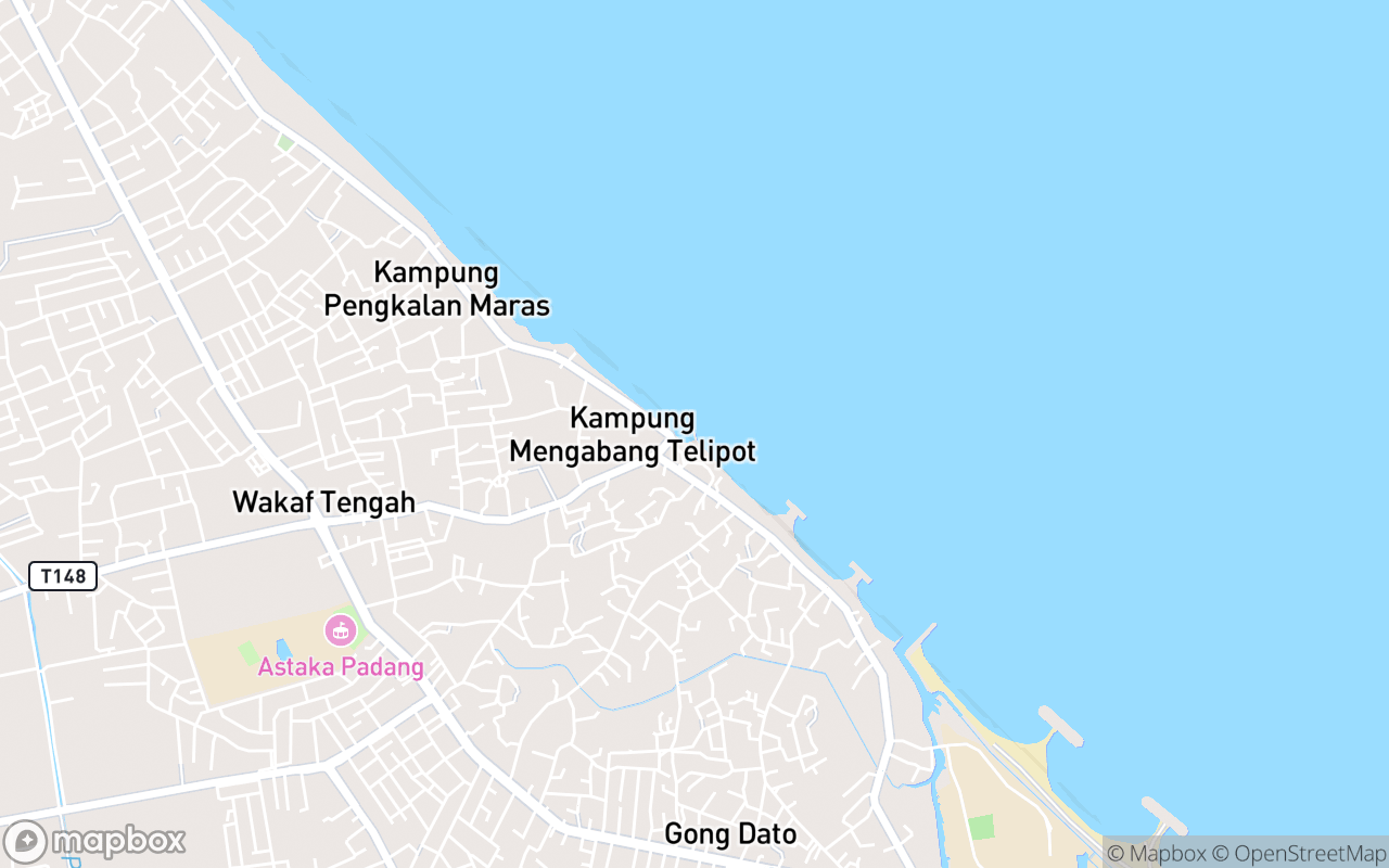 Map showing the location of Pantai Mengabang Telipot