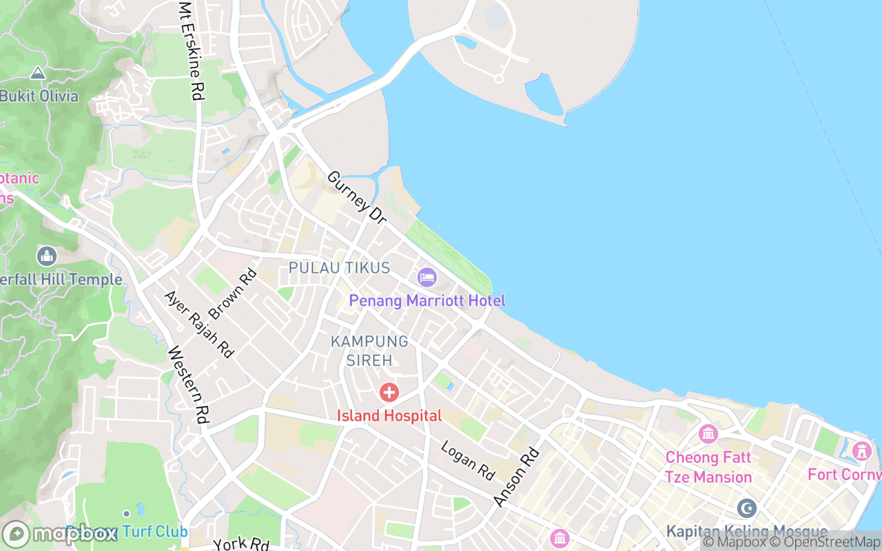 Map showing the location of Gurney Bay Hotel