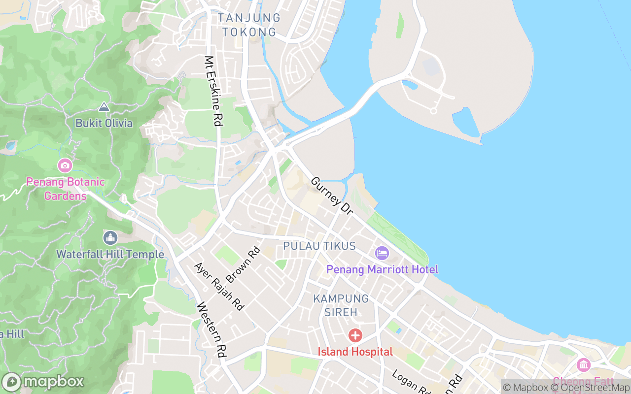 Map showing the location of Gurney Paragon Mall
