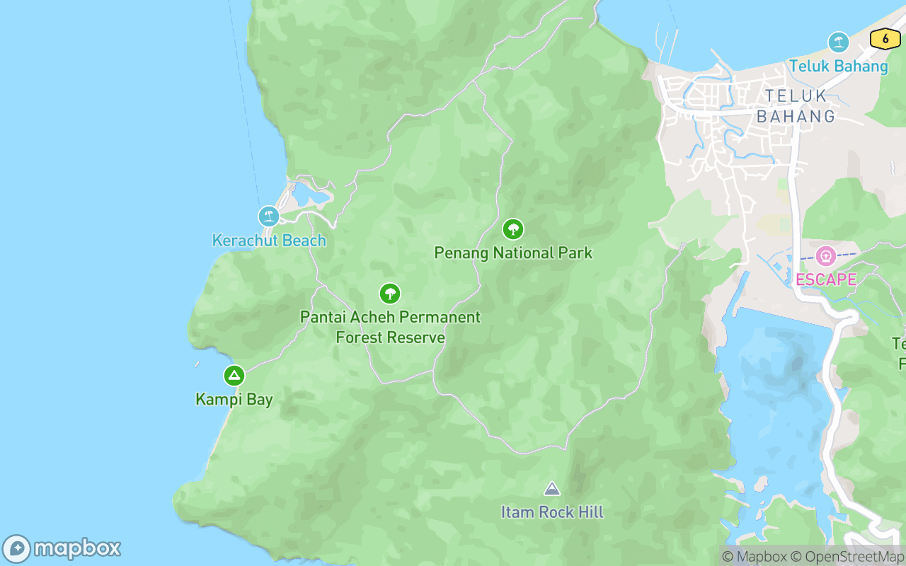 Map showing the location of Penang National Park
