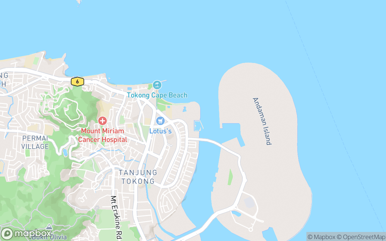 Map showing the location of Nyonya Breeze Restaurant at Straits Quay 