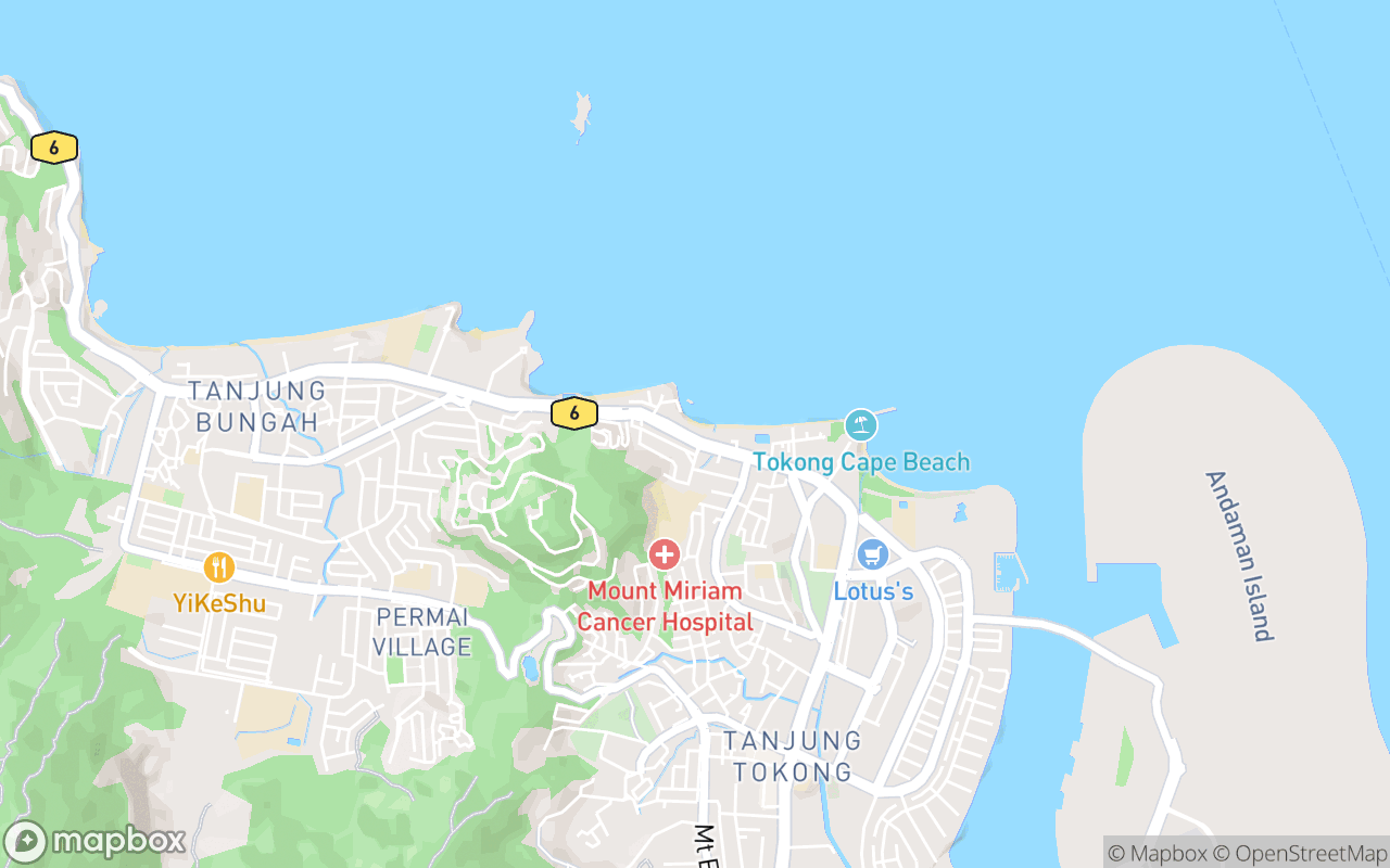 Map showing the location of Mercure Penang Beach