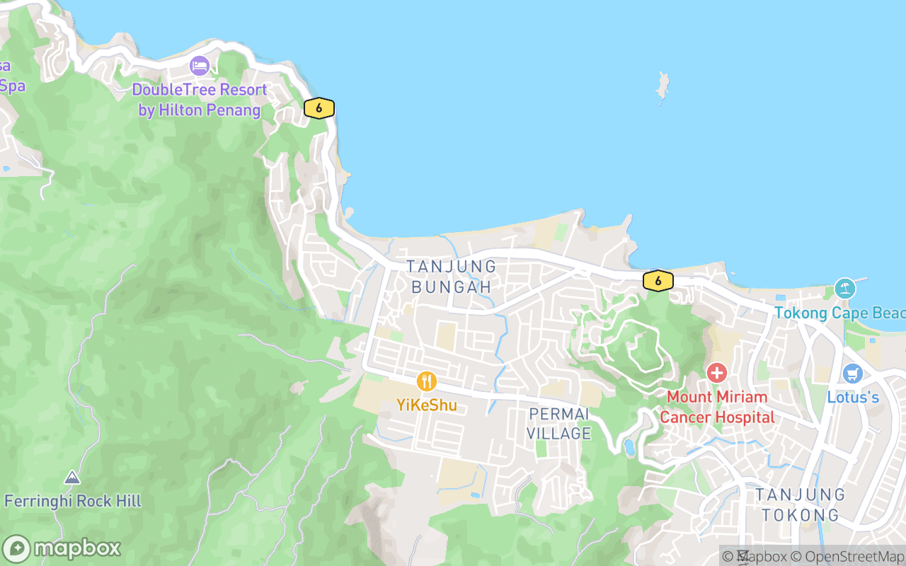 Map showing the location of Tanjung Bungah Night Market