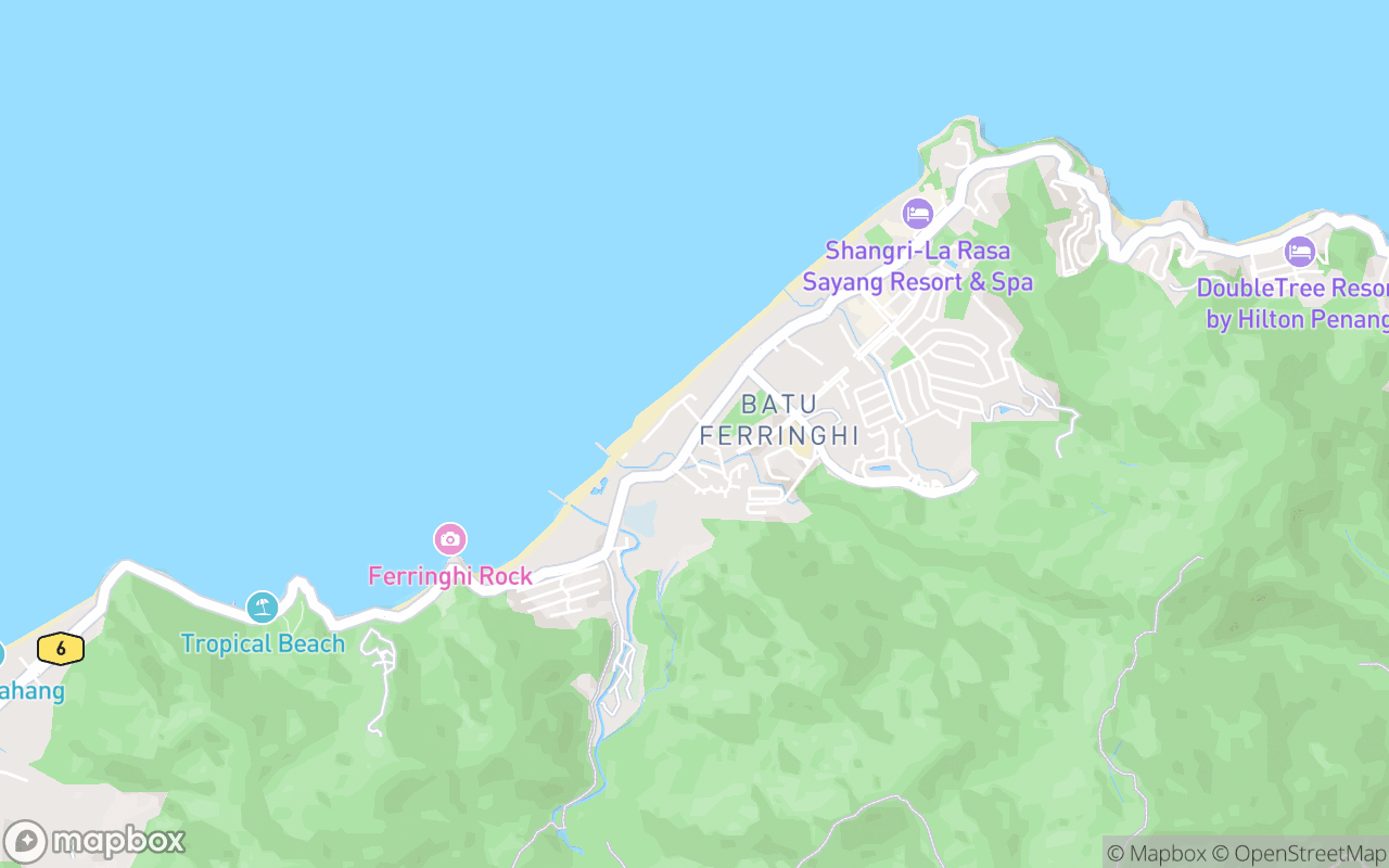 Map showing the location of Ferringhi Garden Restaurant
