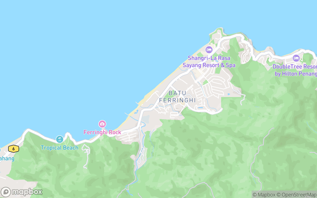 Map showing the location of Ferringhi Coffee Garden