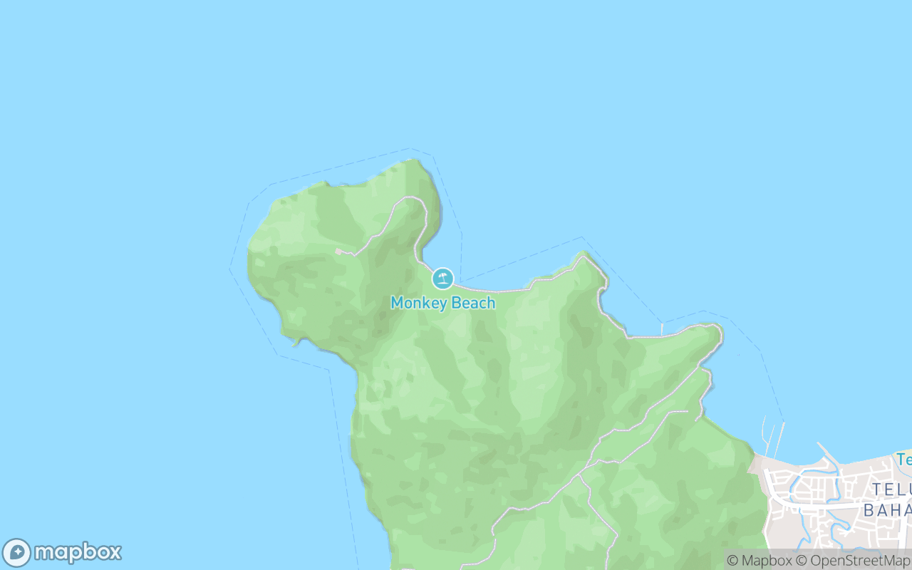 Map showing the location of Monkey Beach
