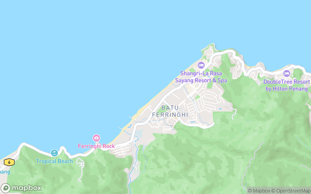 Map showing the location of Batu Ferringhi Beach