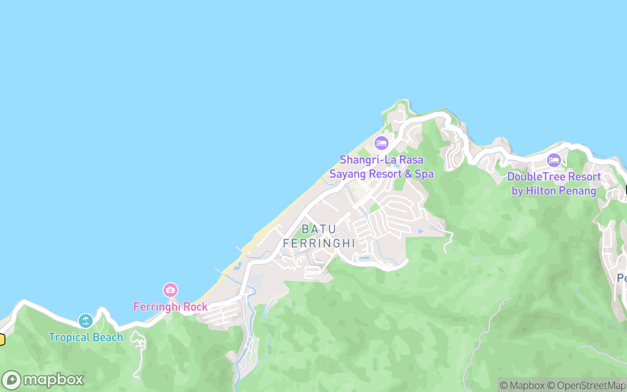 Map showing the location of Pasar Malam Batu Feringghi