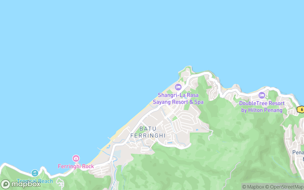 Map showing the location of Parasailing (Batu Ferringhi)