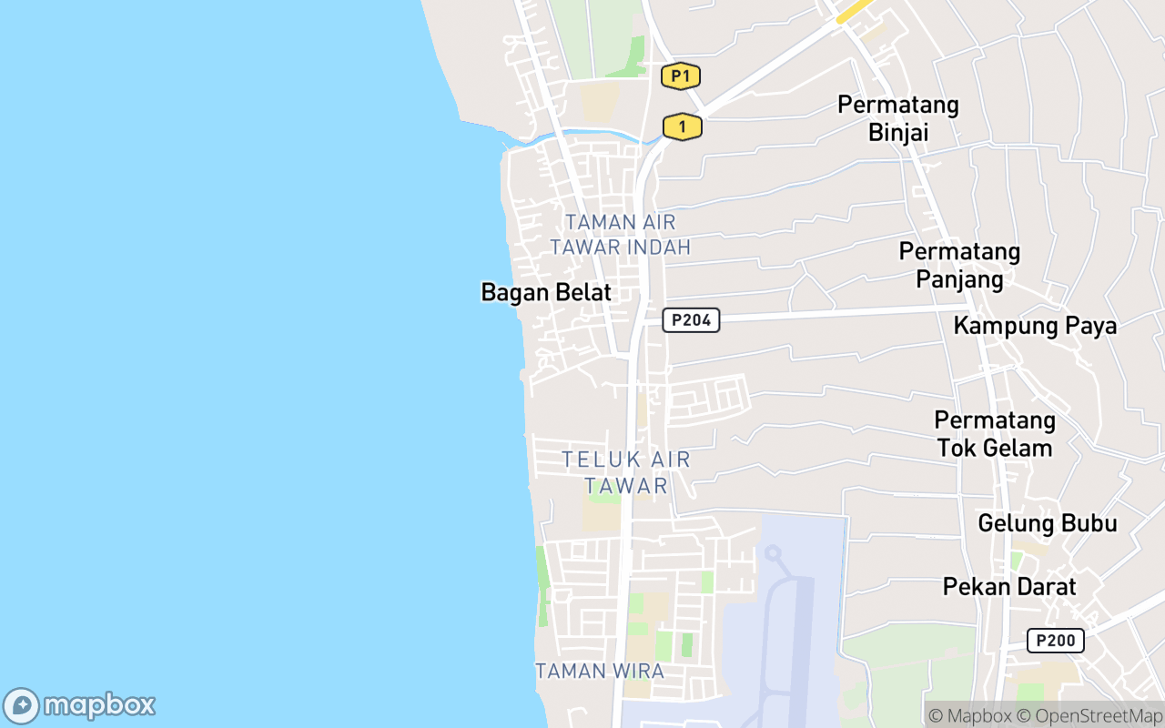 Map showing the location of Pasar Malam Telok Air Tawar