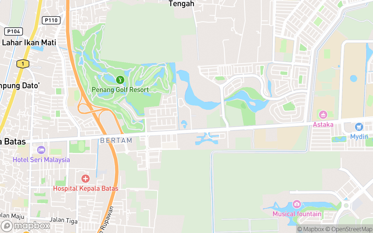 Map showing the location of Bertam Resort & Water Park