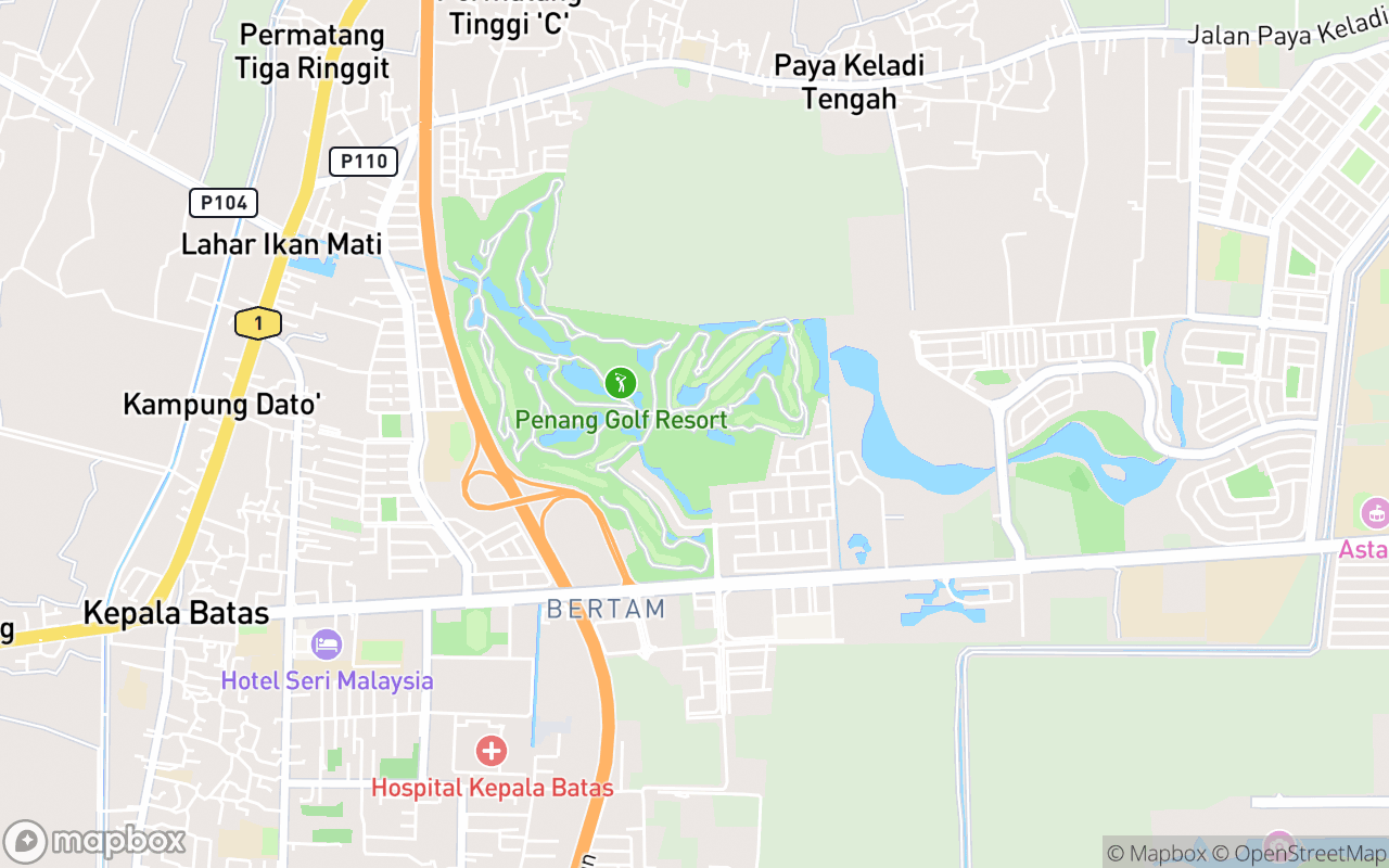 Map showing the location of Penang Golf Resort