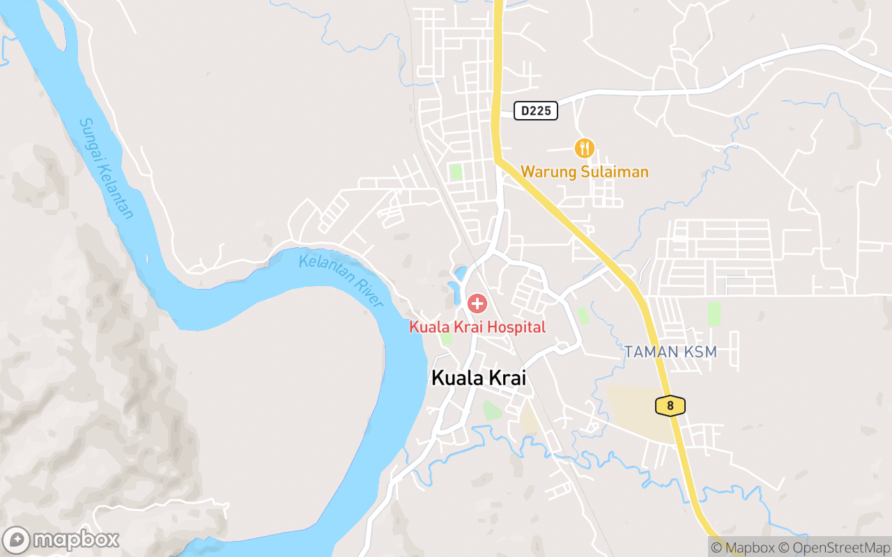 Map showing the location of Kuala Krai Mini Zoo