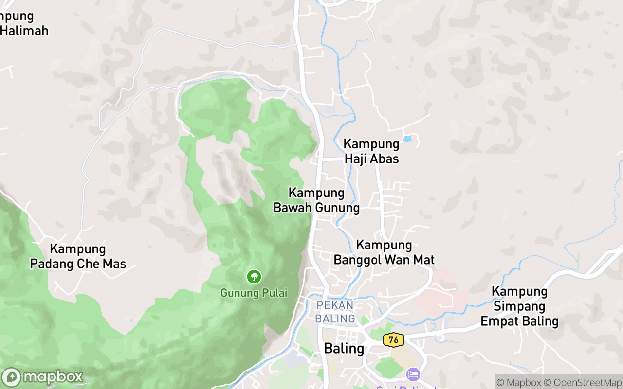 Map showing the location of Gunung Baling
