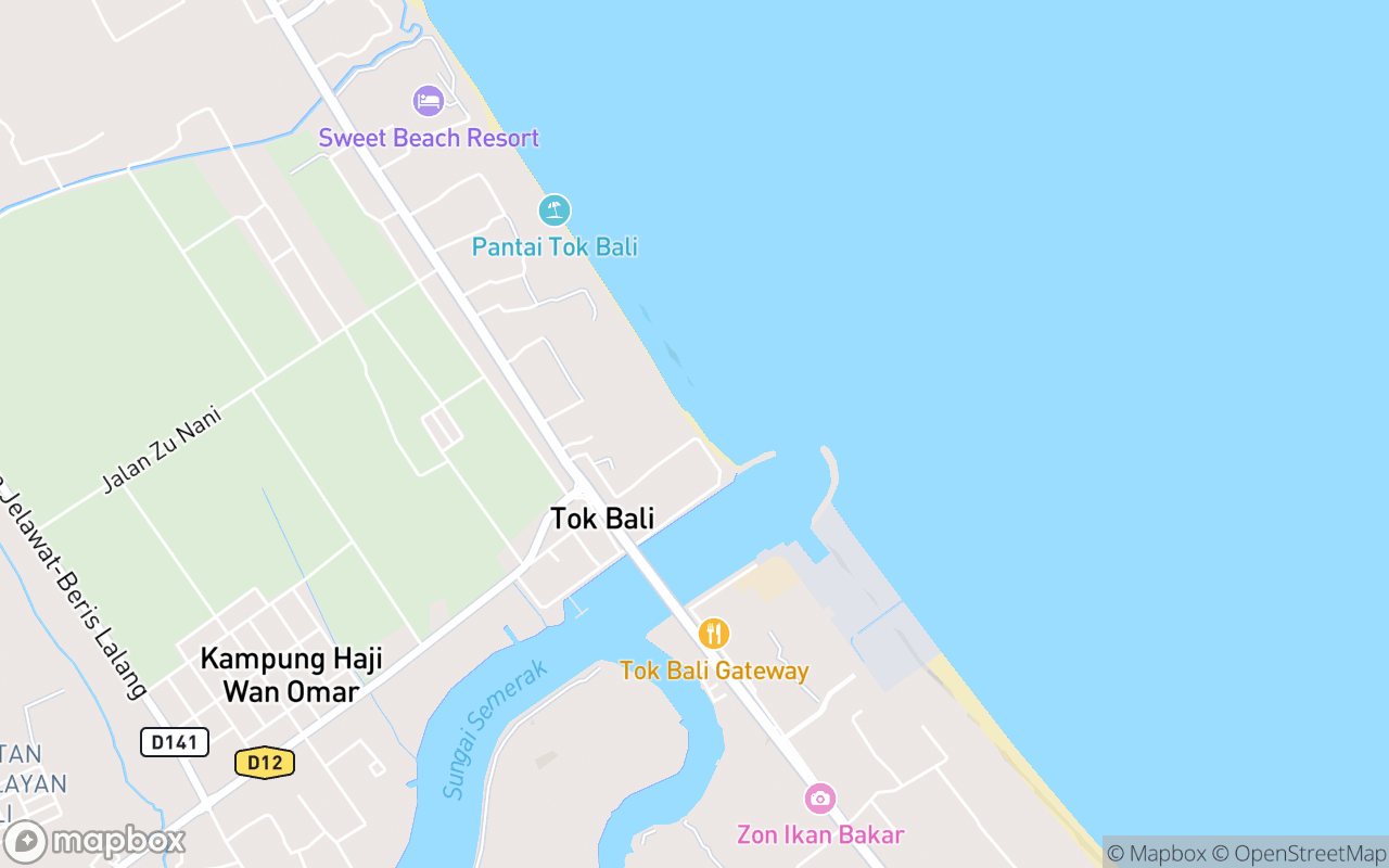 Map showing the location of Pantai Tok Bali
