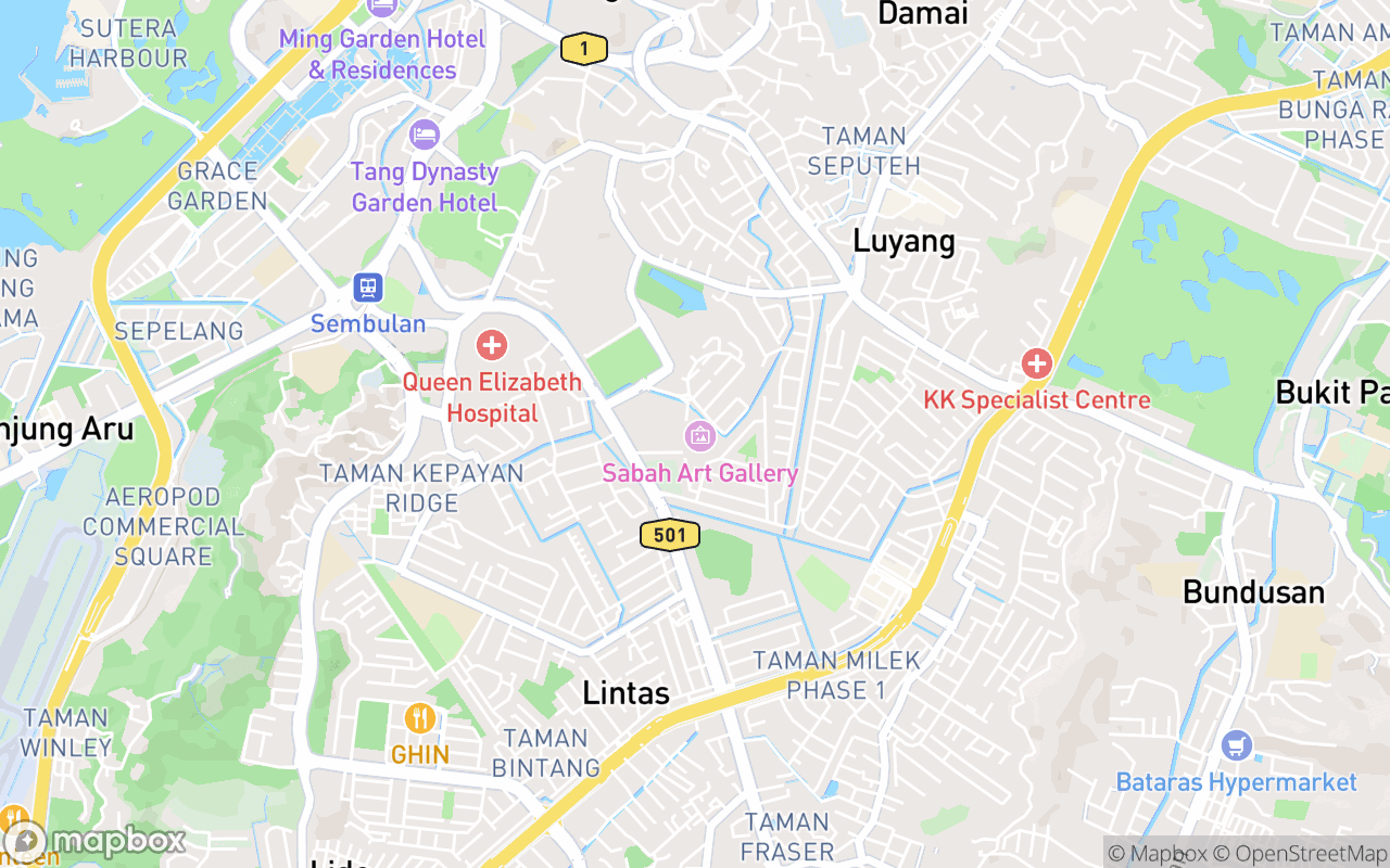 Map showing the location of Sabah Art Gallery