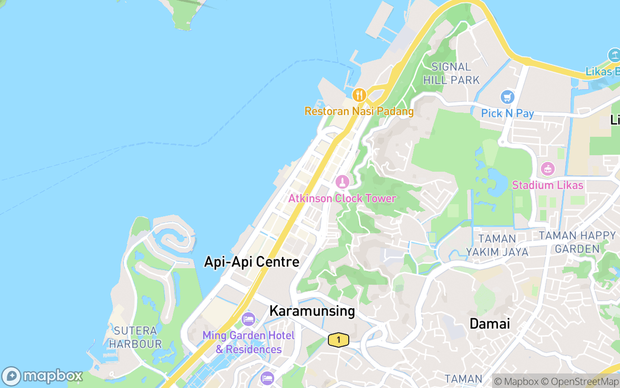 Map showing the location of Kota Kinabalu City Park
