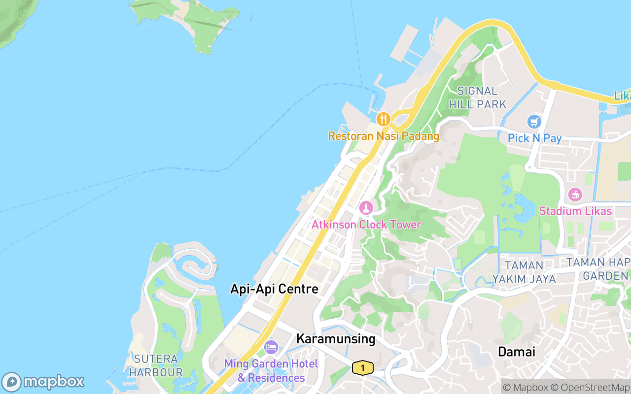 Map showing the location of Pasar Besar Kota Kinabalu