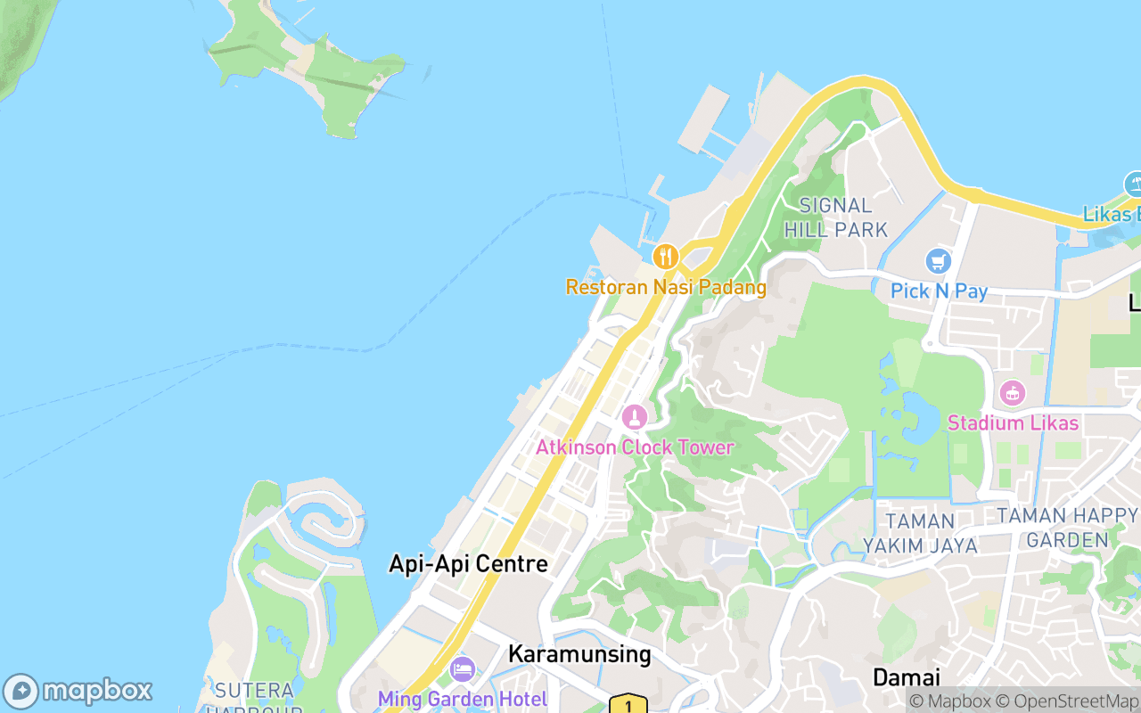 Map showing the location of Todak Waterfront
