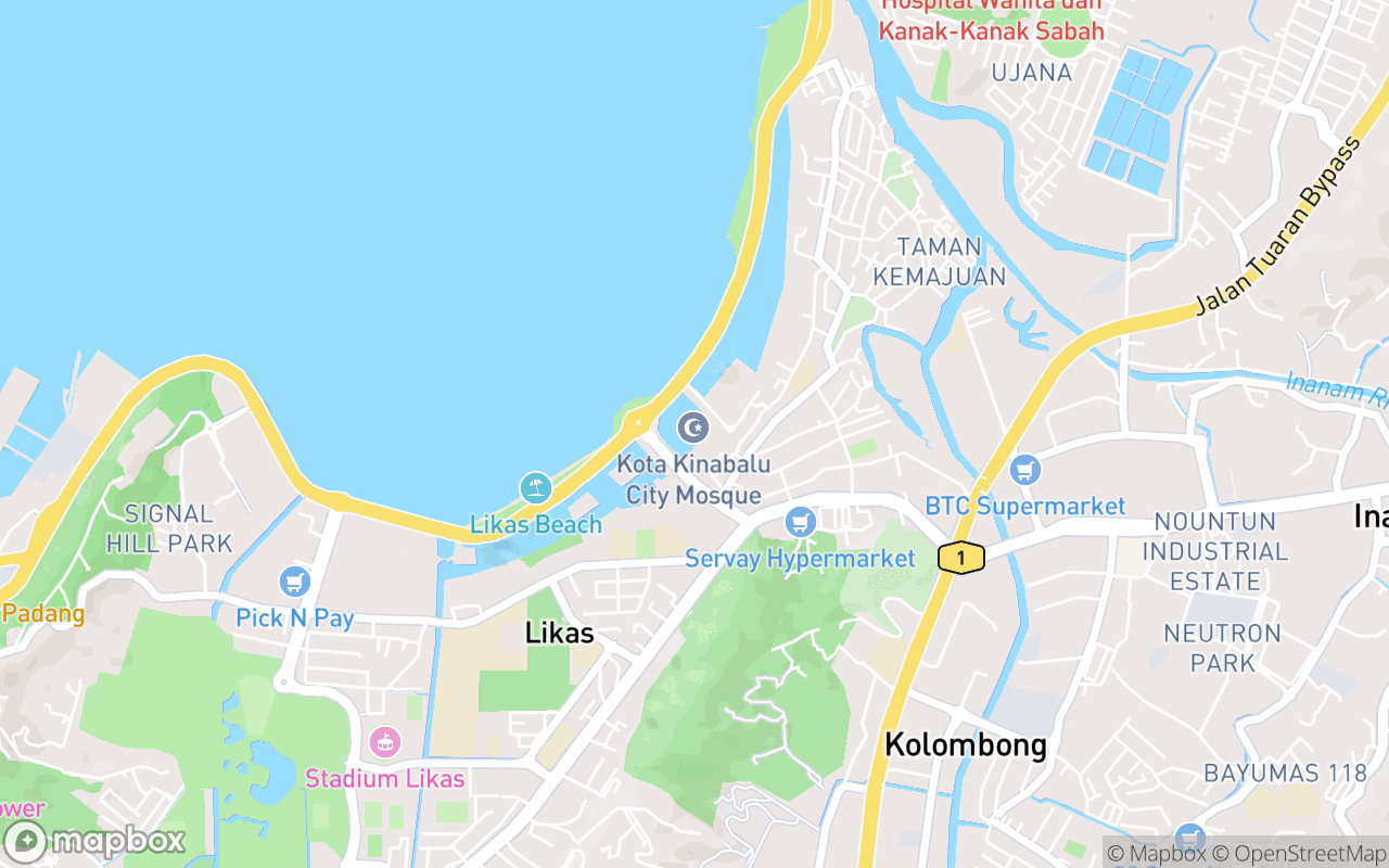 Map showing the location of Kota Kinabalu Floating Mosque