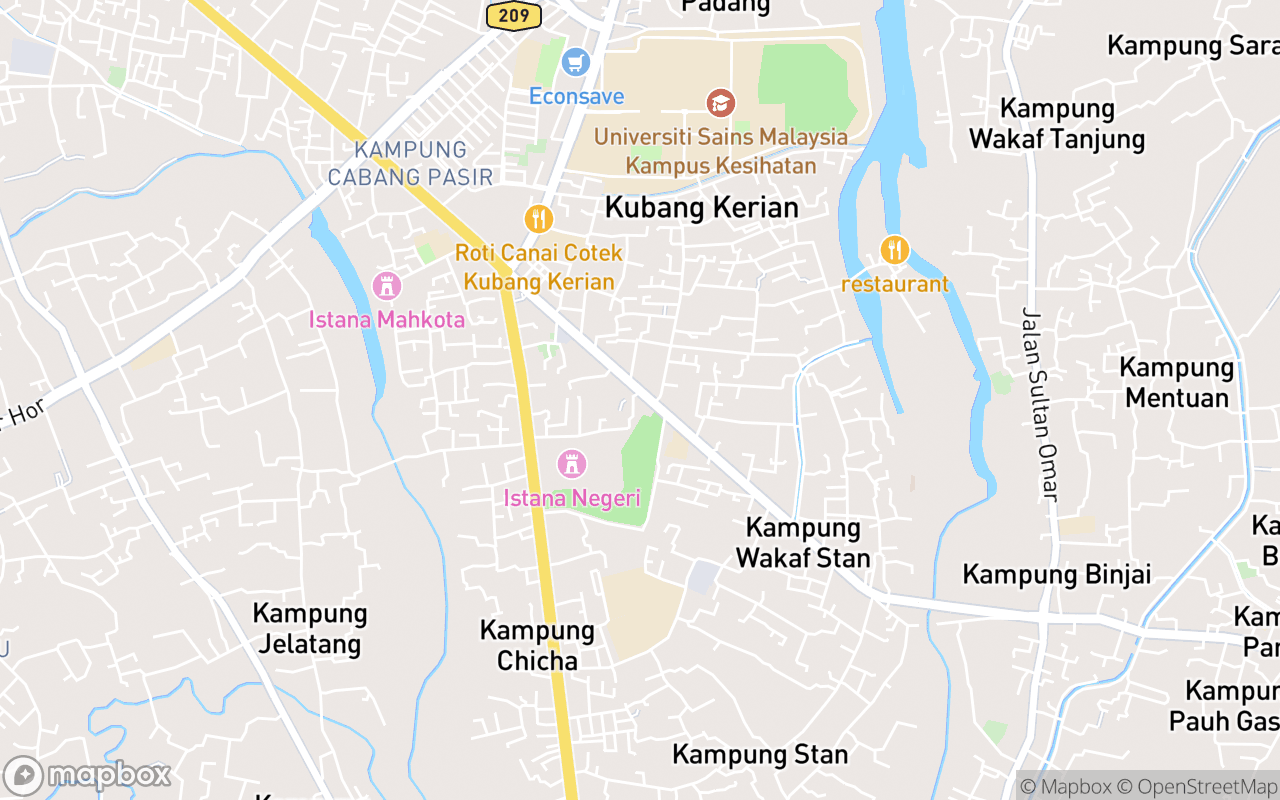 Map showing the location of Masjid Raja Perempuan Zainab II
