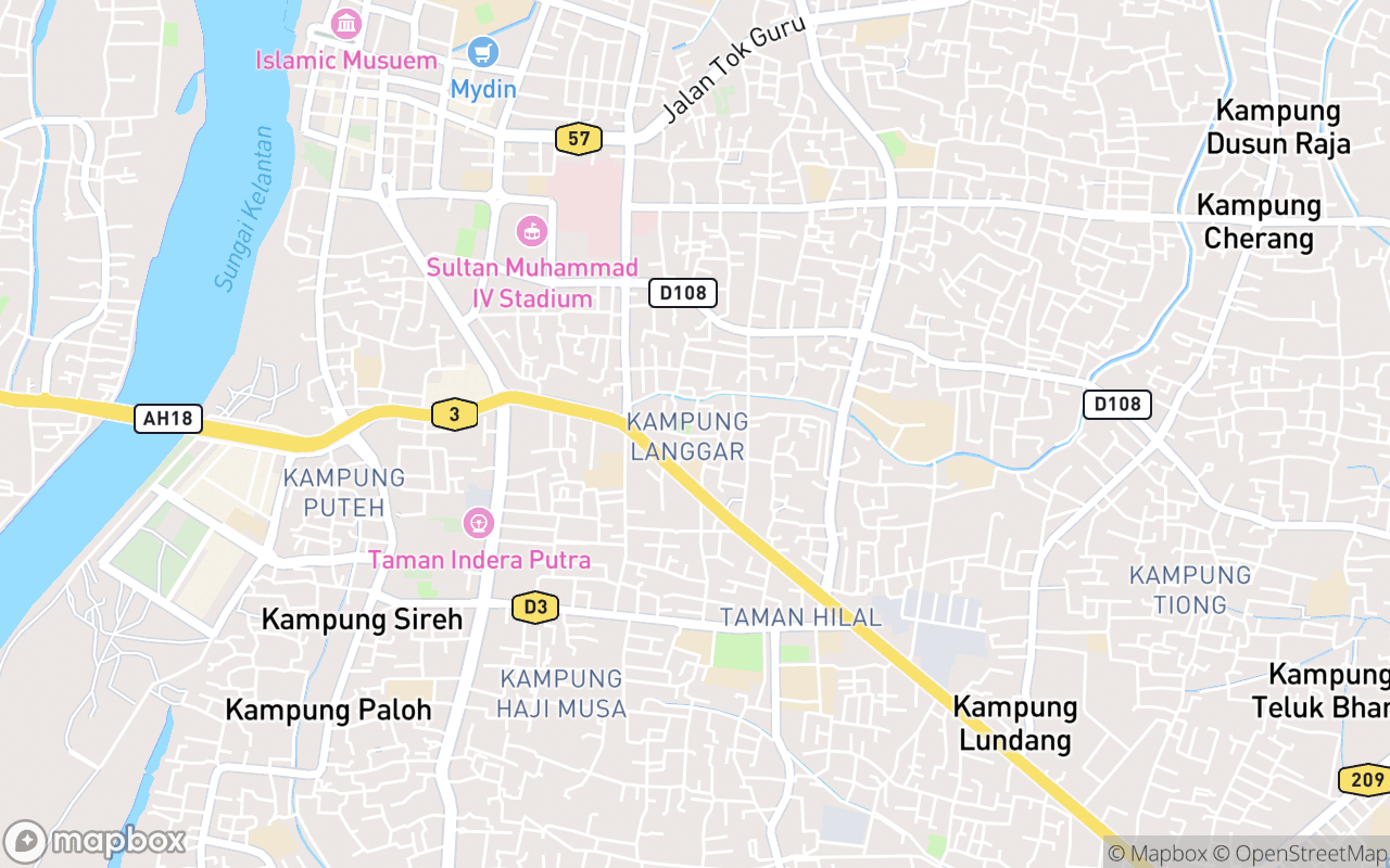 Map showing the location of Masjid DiRaja Long Yunus
