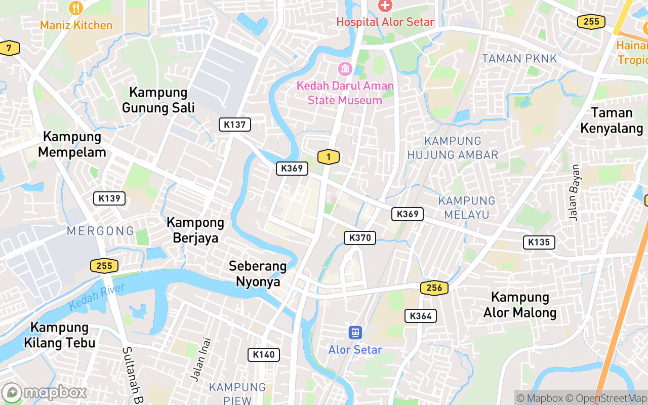 Map showing the location of Menara Alor Setar