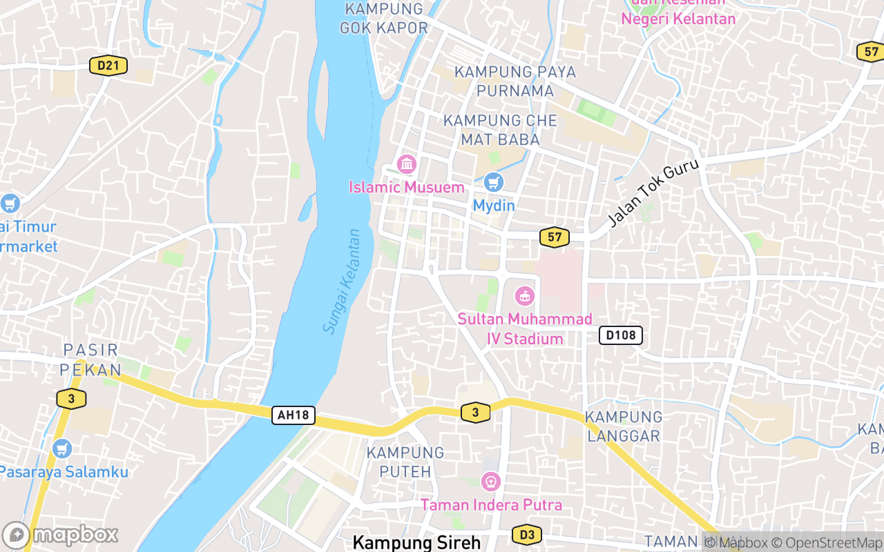 Map showing the location of Kelantan State Museum
