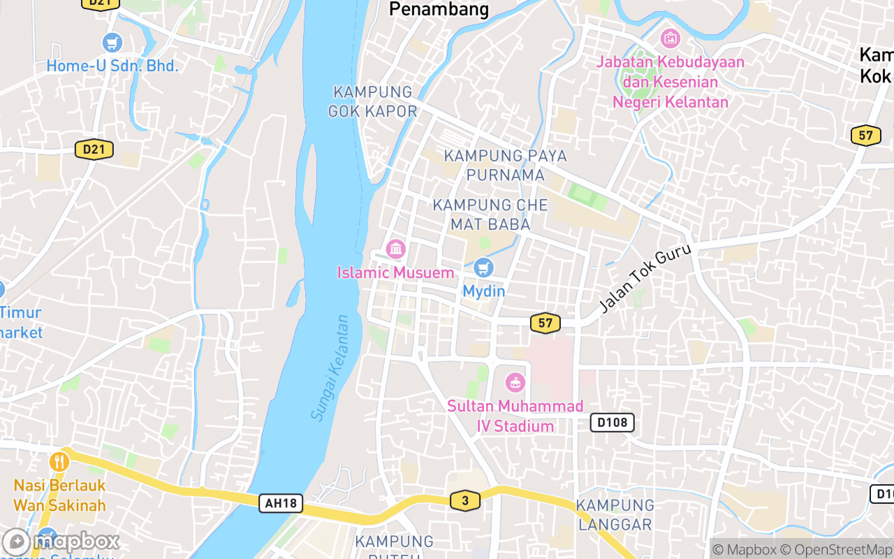 Map showing the location of Siti Khadijah Market