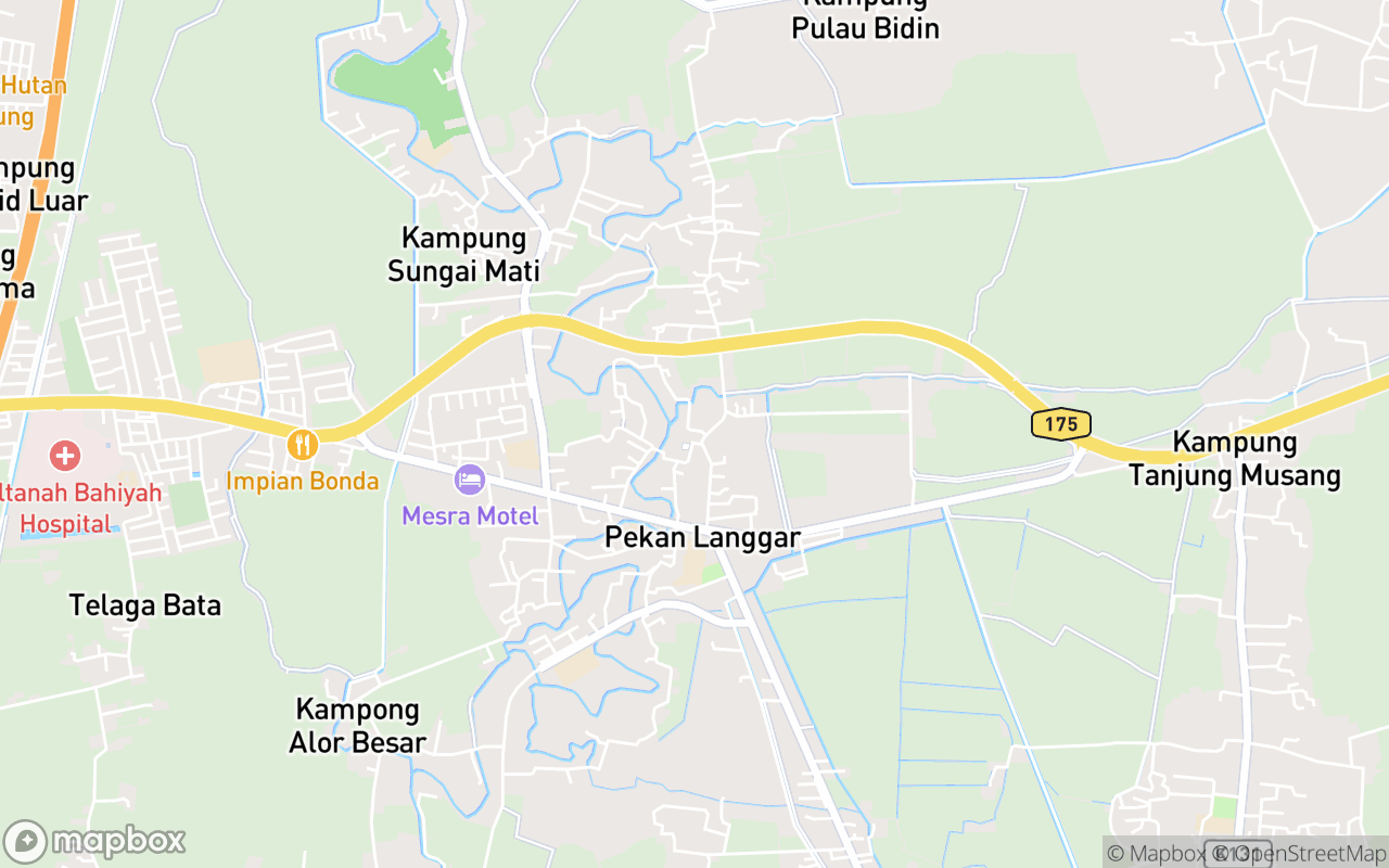 Map showing the location of Masjid Tunku Kalsom Langgar