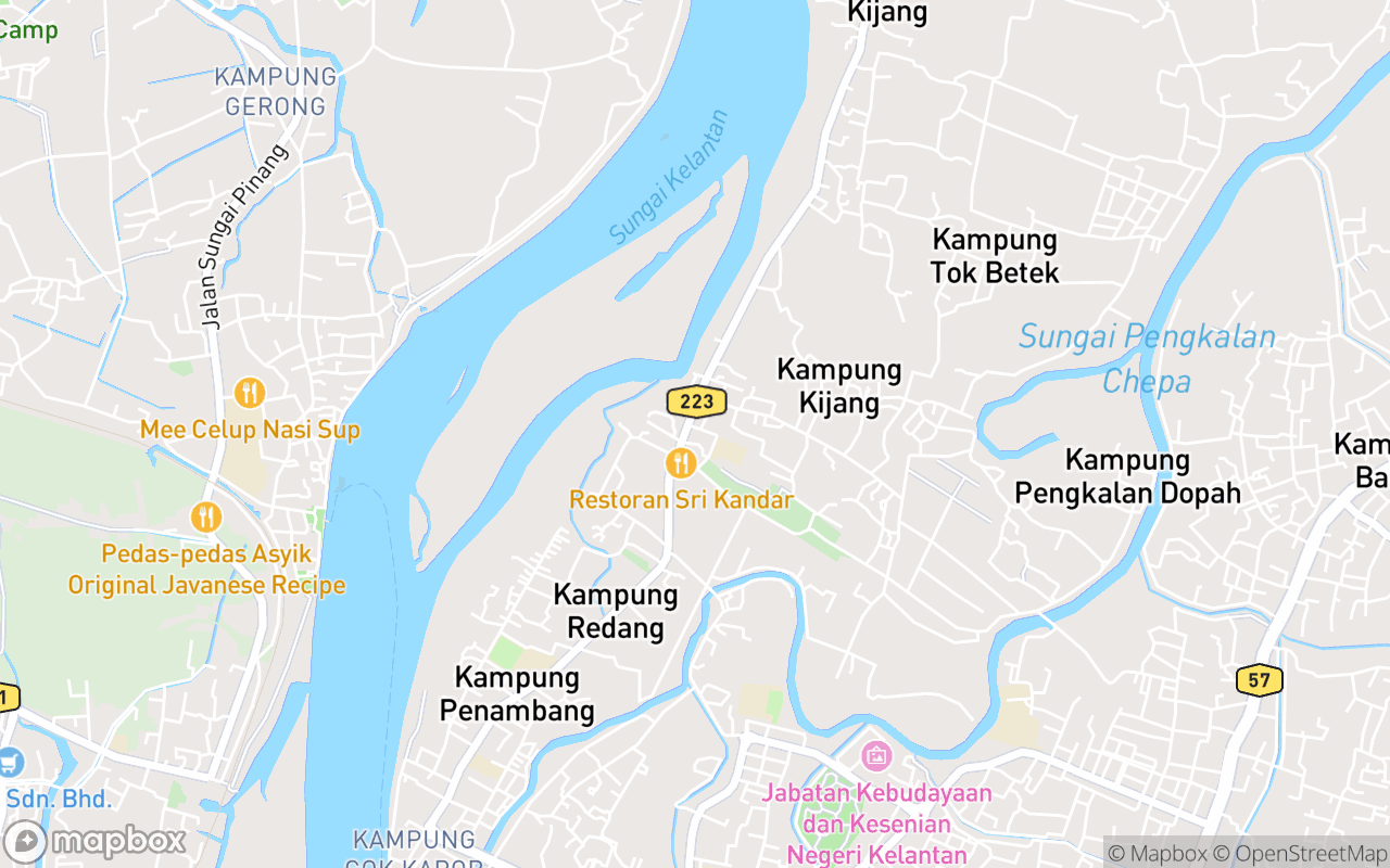 Map showing the location of Sultan Ismail Petra Mosque