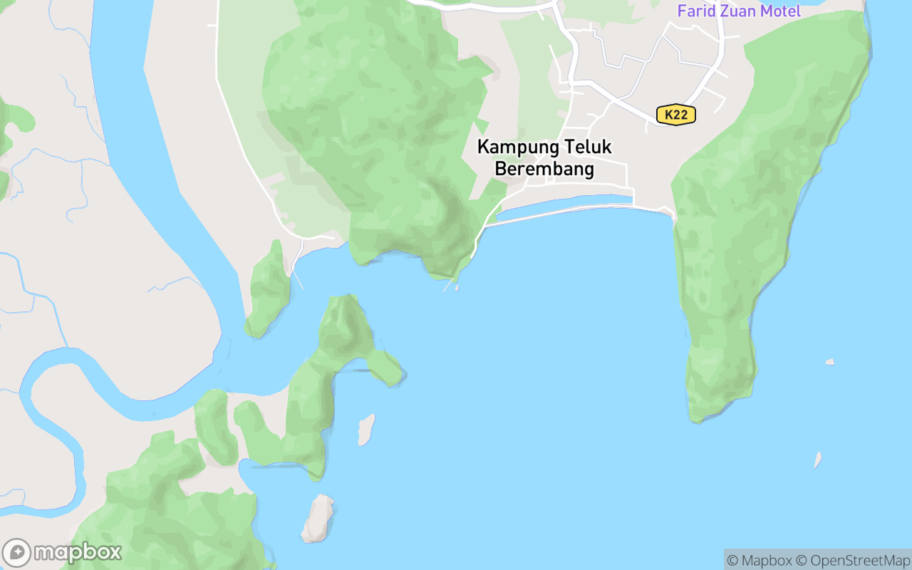 Map showing the location of Teluk Berembang Beach